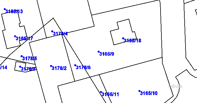 Parcela st. 3165/9 v KÚ Žamberk, Katastrální mapa