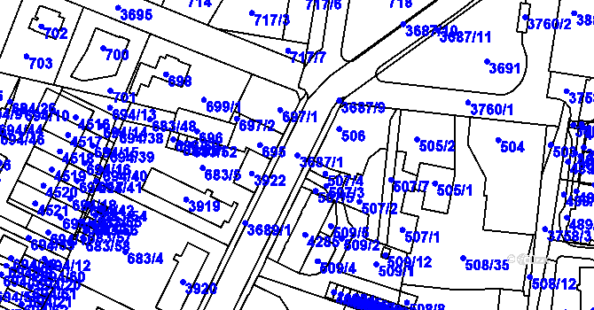 Parcela st. 3687/1 v KÚ Žamberk, Katastrální mapa