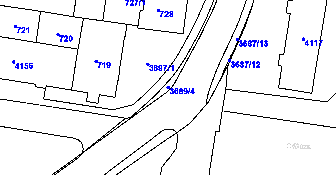 Parcela st. 3689/4 v KÚ Žamberk, Katastrální mapa