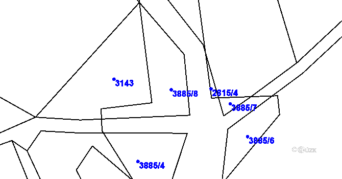 Parcela st. 3885/8 v KÚ Žamberk, Katastrální mapa