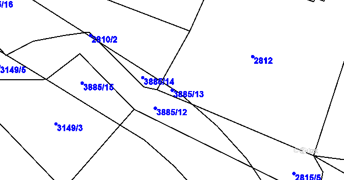 Parcela st. 3885/13 v KÚ Žamberk, Katastrální mapa