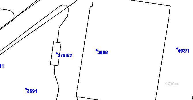 Parcela st. 3888 v KÚ Žamberk, Katastrální mapa