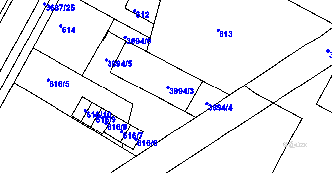 Parcela st. 3894 v KÚ Žamberk, Katastrální mapa