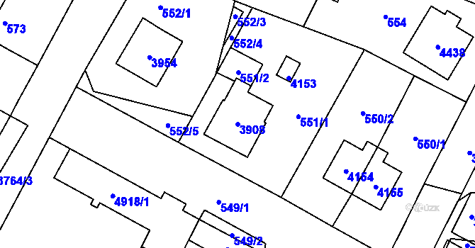 Parcela st. 3908 v KÚ Žamberk, Katastrální mapa