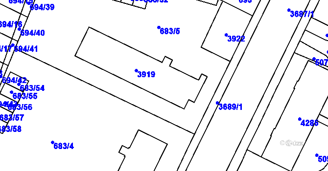 Parcela st. 3919 v KÚ Žamberk, Katastrální mapa