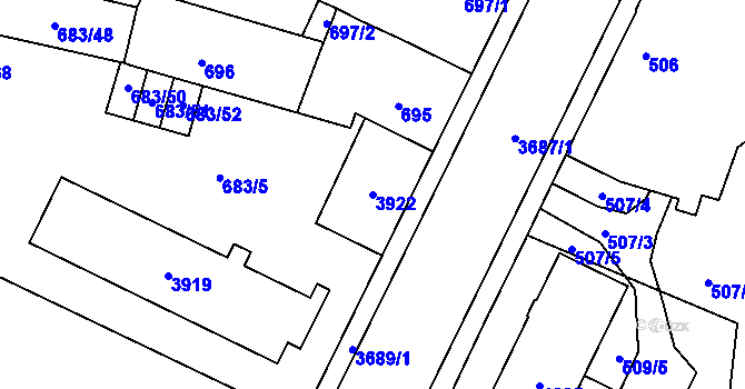 Parcela st. 3922 v KÚ Žamberk, Katastrální mapa