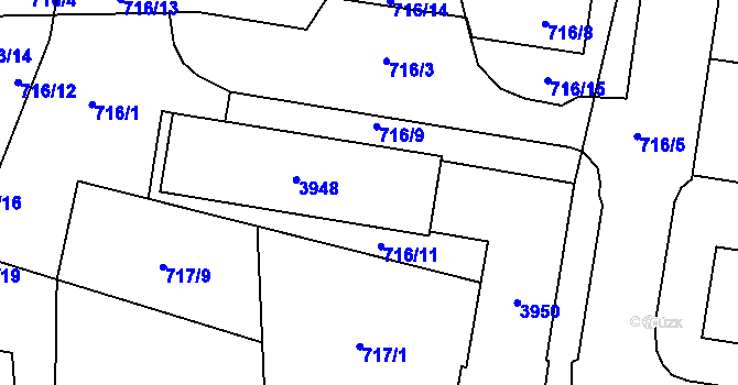 Parcela st. 3948 v KÚ Žamberk, Katastrální mapa