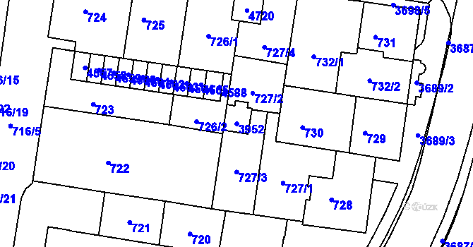 Parcela st. 3952 v KÚ Žamberk, Katastrální mapa