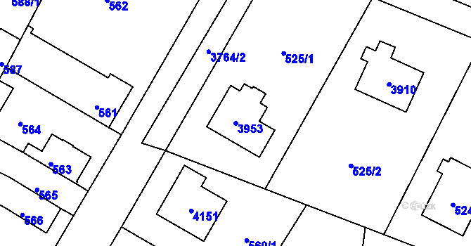 Parcela st. 3953 v KÚ Žamberk, Katastrální mapa