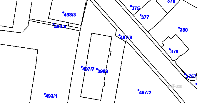 Parcela st. 3989 v KÚ Žamberk, Katastrální mapa
