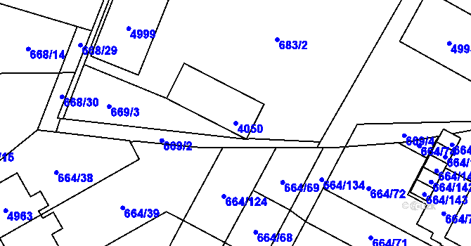 Parcela st. 4050 v KÚ Žamberk, Katastrální mapa