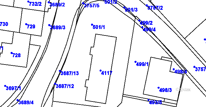 Parcela st. 4117 v KÚ Žamberk, Katastrální mapa