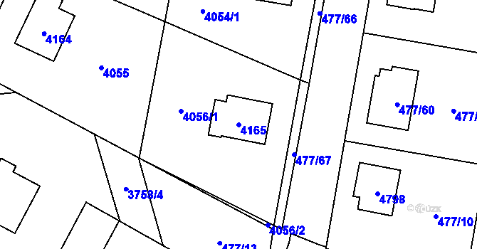 Parcela st. 4165 v KÚ Žamberk, Katastrální mapa