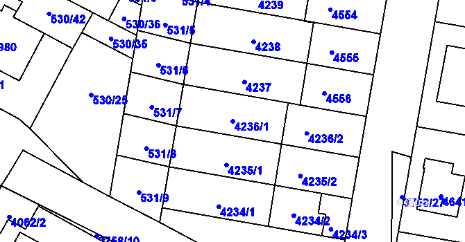Parcela st. 4236/1 v KÚ Žamberk, Katastrální mapa