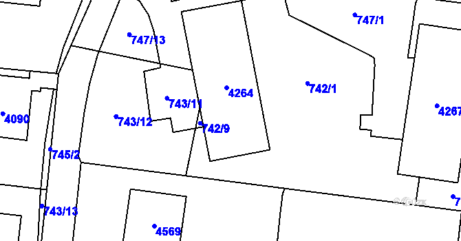 Parcela st. 4264 v KÚ Žamberk, Katastrální mapa