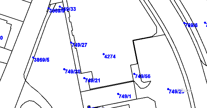 Parcela st. 4274 v KÚ Žamberk, Katastrální mapa