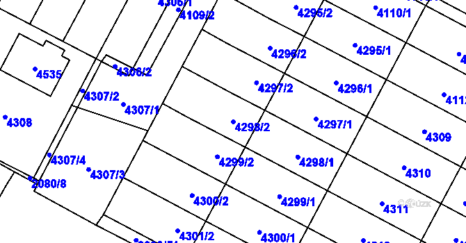 Parcela st. 4298/2 v KÚ Žamberk, Katastrální mapa