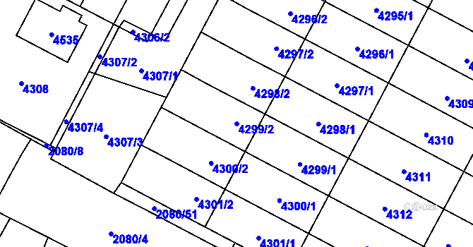 Parcela st. 4299/2 v KÚ Žamberk, Katastrální mapa