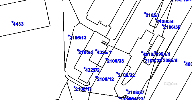 Parcela st. 4325/1 v KÚ Žamberk, Katastrální mapa
