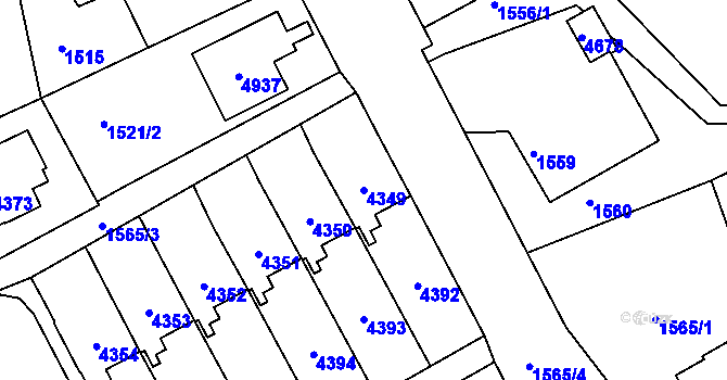 Parcela st. 4349 v KÚ Žamberk, Katastrální mapa