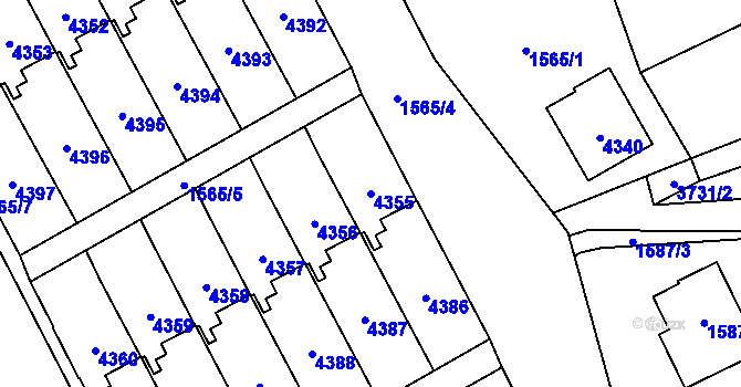 Parcela st. 4355 v KÚ Žamberk, Katastrální mapa