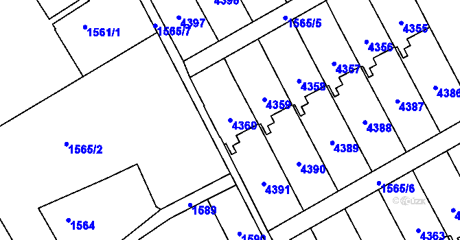 Parcela st. 4360 v KÚ Žamberk, Katastrální mapa