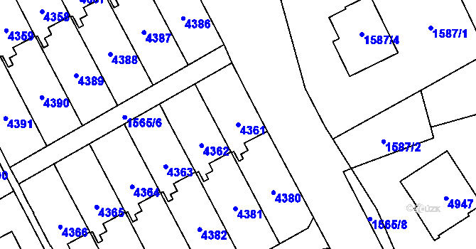 Parcela st. 4361 v KÚ Žamberk, Katastrální mapa