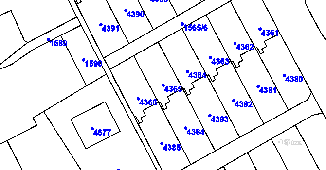 Parcela st. 4365 v KÚ Žamberk, Katastrální mapa