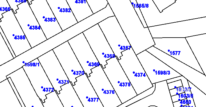 Parcela st. 4368 v KÚ Žamberk, Katastrální mapa