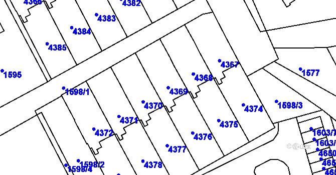 Parcela st. 4369 v KÚ Žamberk, Katastrální mapa