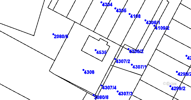 Parcela st. 4535 v KÚ Žamberk, Katastrální mapa