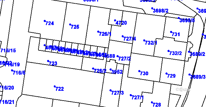 Parcela st. 4588 v KÚ Žamberk, Katastrální mapa