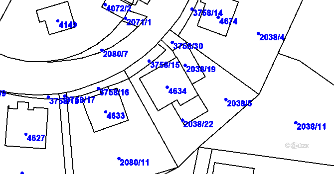 Parcela st. 4634 v KÚ Žamberk, Katastrální mapa