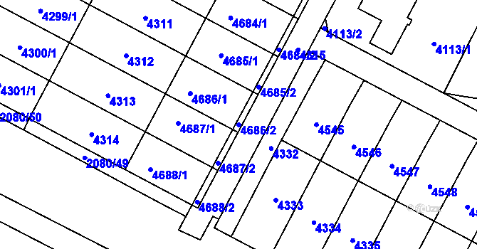 Parcela st. 4686/2 v KÚ Žamberk, Katastrální mapa