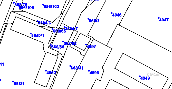 Parcela st. 4697 v KÚ Žamberk, Katastrální mapa