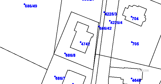 Parcela st. 4742 v KÚ Žamberk, Katastrální mapa