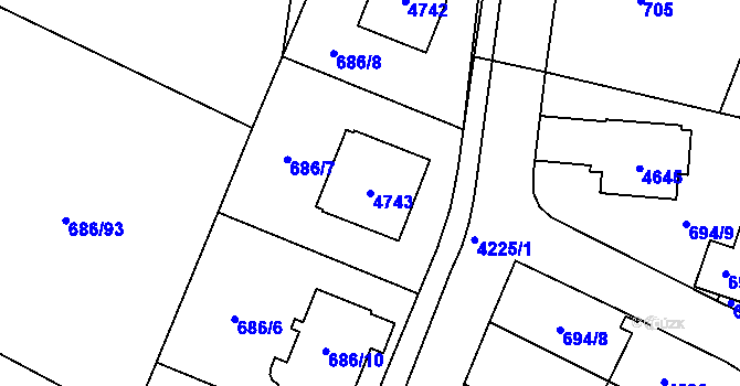 Parcela st. 4743 v KÚ Žamberk, Katastrální mapa