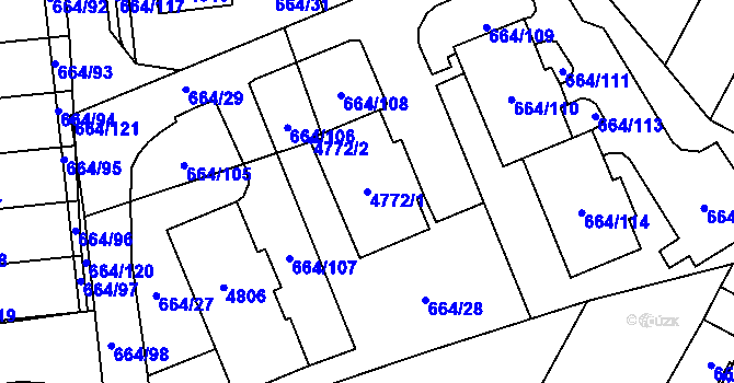 Parcela st. 4772/1 v KÚ Žamberk, Katastrální mapa