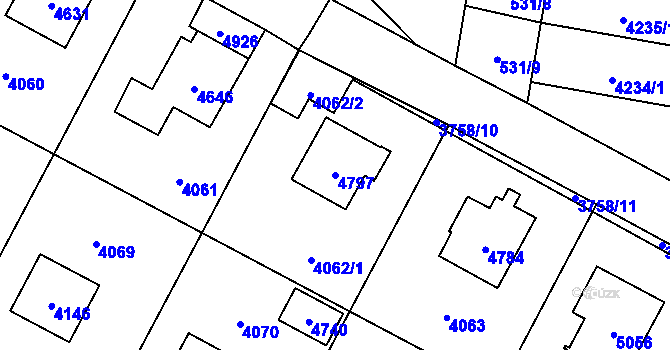 Parcela st. 4797 v KÚ Žamberk, Katastrální mapa