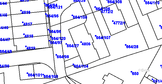 Parcela st. 4806 v KÚ Žamberk, Katastrální mapa
