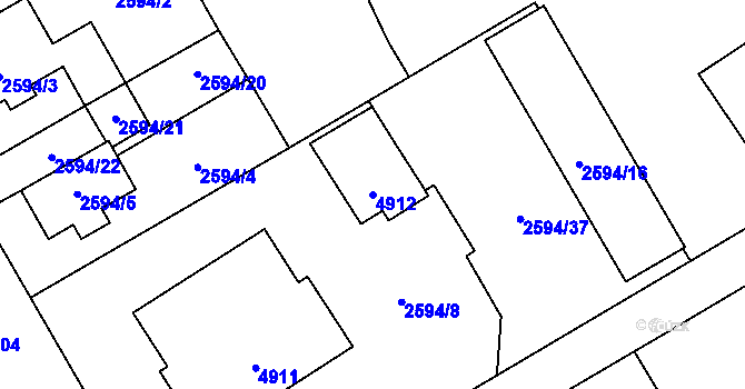 Parcela st. 4912 v KÚ Žamberk, Katastrální mapa