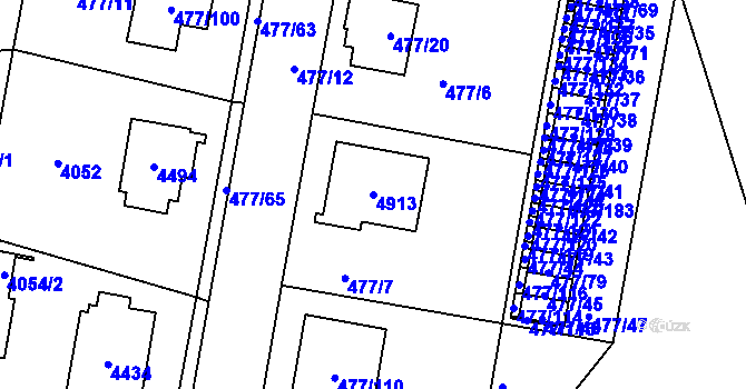 Parcela st. 4913 v KÚ Žamberk, Katastrální mapa