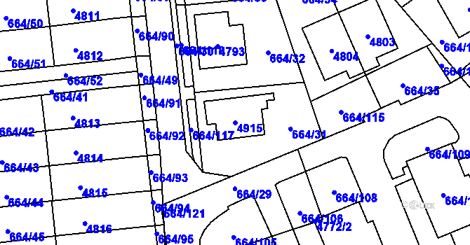 Parcela st. 4915 v KÚ Žamberk, Katastrální mapa
