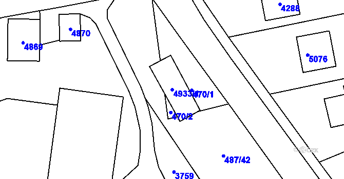 Parcela st. 4933/1 v KÚ Žamberk, Katastrální mapa
