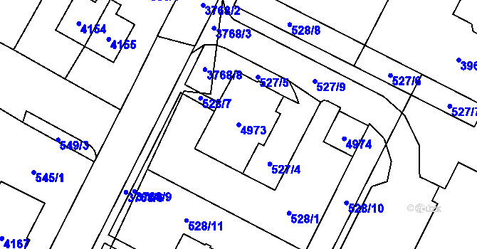 Parcela st. 4973 v KÚ Žamberk, Katastrální mapa