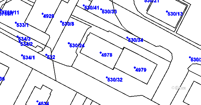 Parcela st. 4978 v KÚ Žamberk, Katastrální mapa