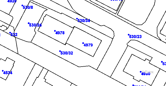 Parcela st. 4979 v KÚ Žamberk, Katastrální mapa