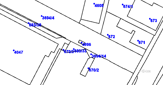 Parcela st. 4996 v KÚ Žamberk, Katastrální mapa