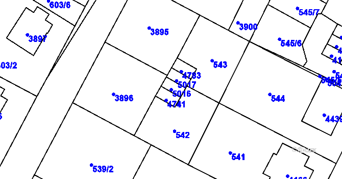 Parcela st. 5016 v KÚ Žamberk, Katastrální mapa
