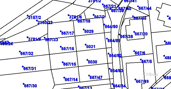 Parcela st. 5021 v KÚ Žamberk, Katastrální mapa